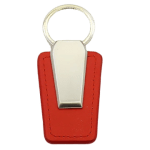 Red Leather & Metal Executive Keychain