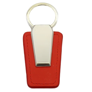 Red Leather & Metal Executive Keychain
