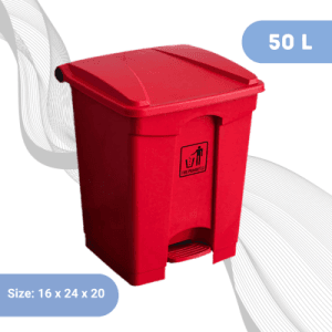 50L - Plastic Pedal Dustbin Red