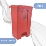 70L - Plastic Pedal Dustbin Red