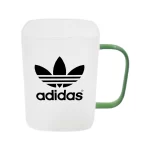 Frosted Square Mug with Green Handle