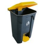 30L Grey/Yellow Plastic Pedal Dustbin
