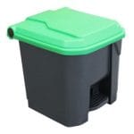 30L Grey/Green Plastic Pedal Dustbin