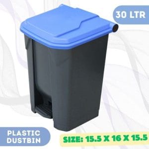 30L Grey/Blue Plastic Pedal Dustbin