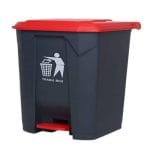 30L Grey/Red Plastic Pedal Dustbin