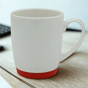White Bone China Mug with Red Lid