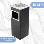 Black Square Stainless Steel Dustbin with Ashtray
