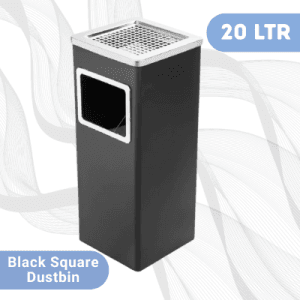 Black Square Stainless Steel Dustbin with Ashtray