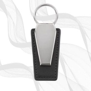 Black Leather and Metal Key Chain