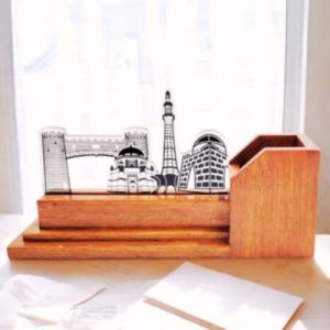 Wooden Desk Pen Holder